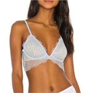 Free People Lucia Lace Underwire Bra Blue Hydrandea Size 36B